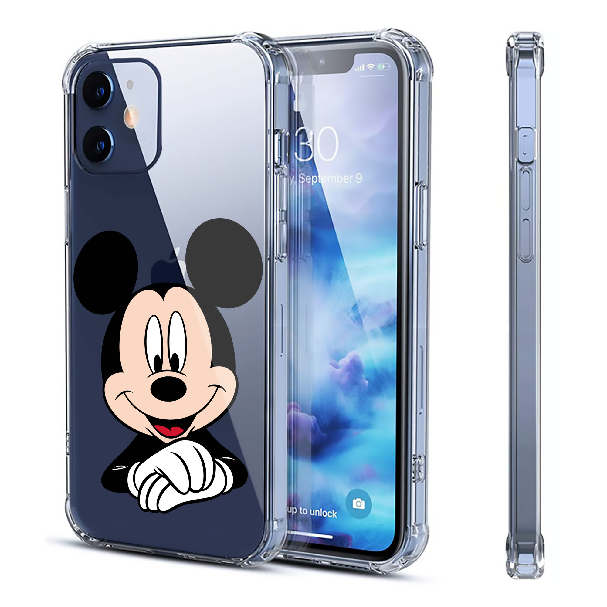 （画像用） ミッキーマウス Mickey Mouse 【iPhone 12シリーズ対応】透明スマホケース（クリアソフトケース）